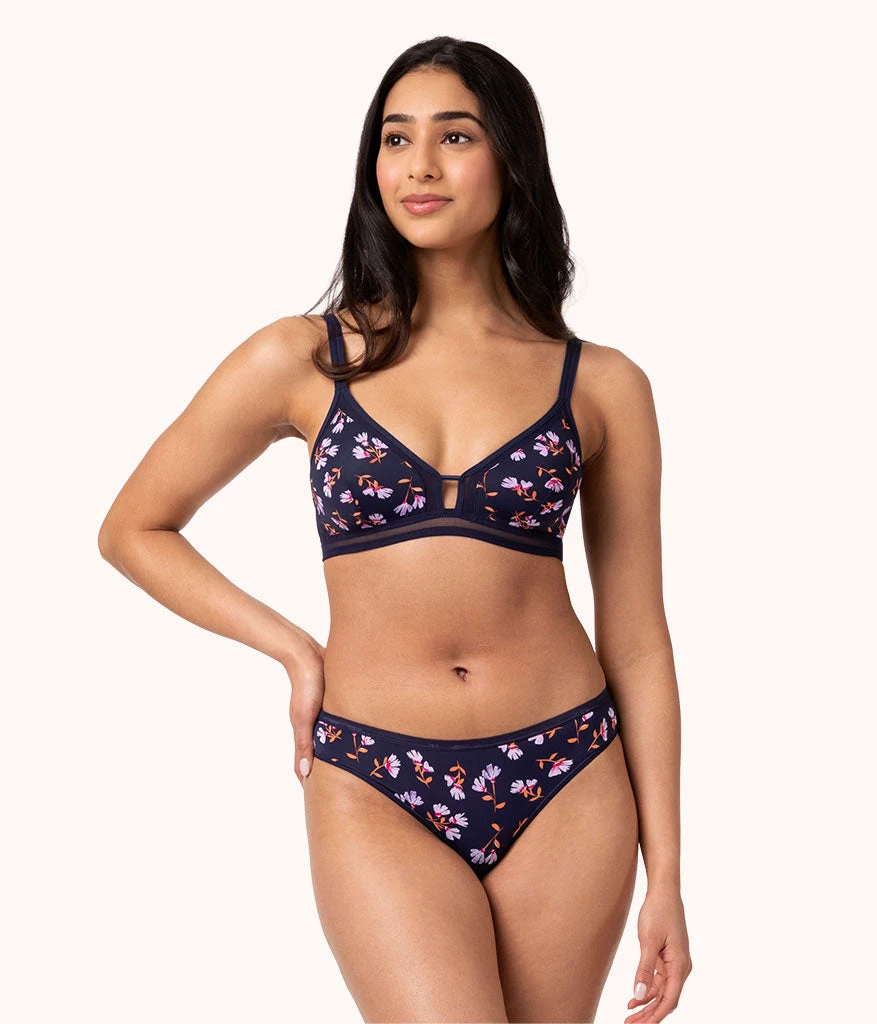 The Mesh Trim Bralette: Navy Daisy 1 The Mesh Trim Bralette: Navy Daisy