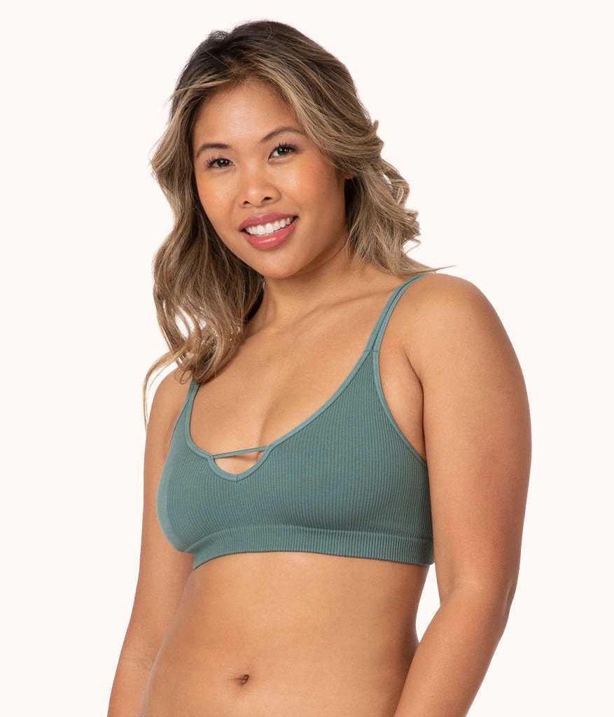 The Skinny-Strap Seamless Bralette: Harbor Green 1 The Skinny-Strap Seamless Bralette: Harbor Green