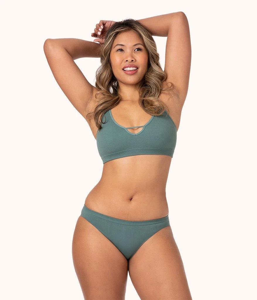 The Skinny-Strap Seamless Bralette: Harbor Green 2 The Skinny-Strap Seamless Bralette: Harbor Green - Image 2
