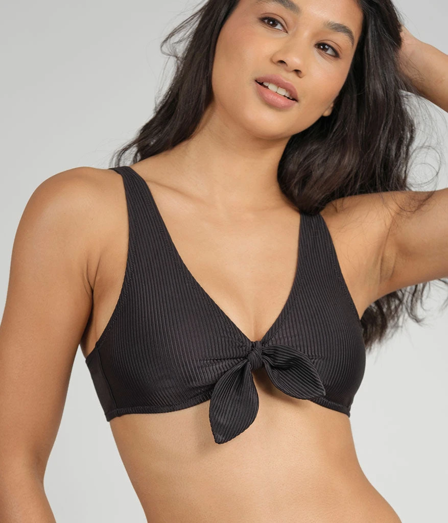 The Ribbed Plunge Bralette & Cheeky Swim Bundle: Jet Black - Image 2