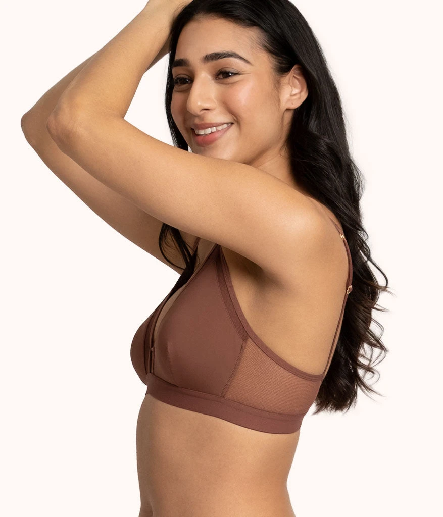 The Mesh Trim Padded Bralette: Umber 2 The Mesh Trim Padded Bralette: Umber - Image 2