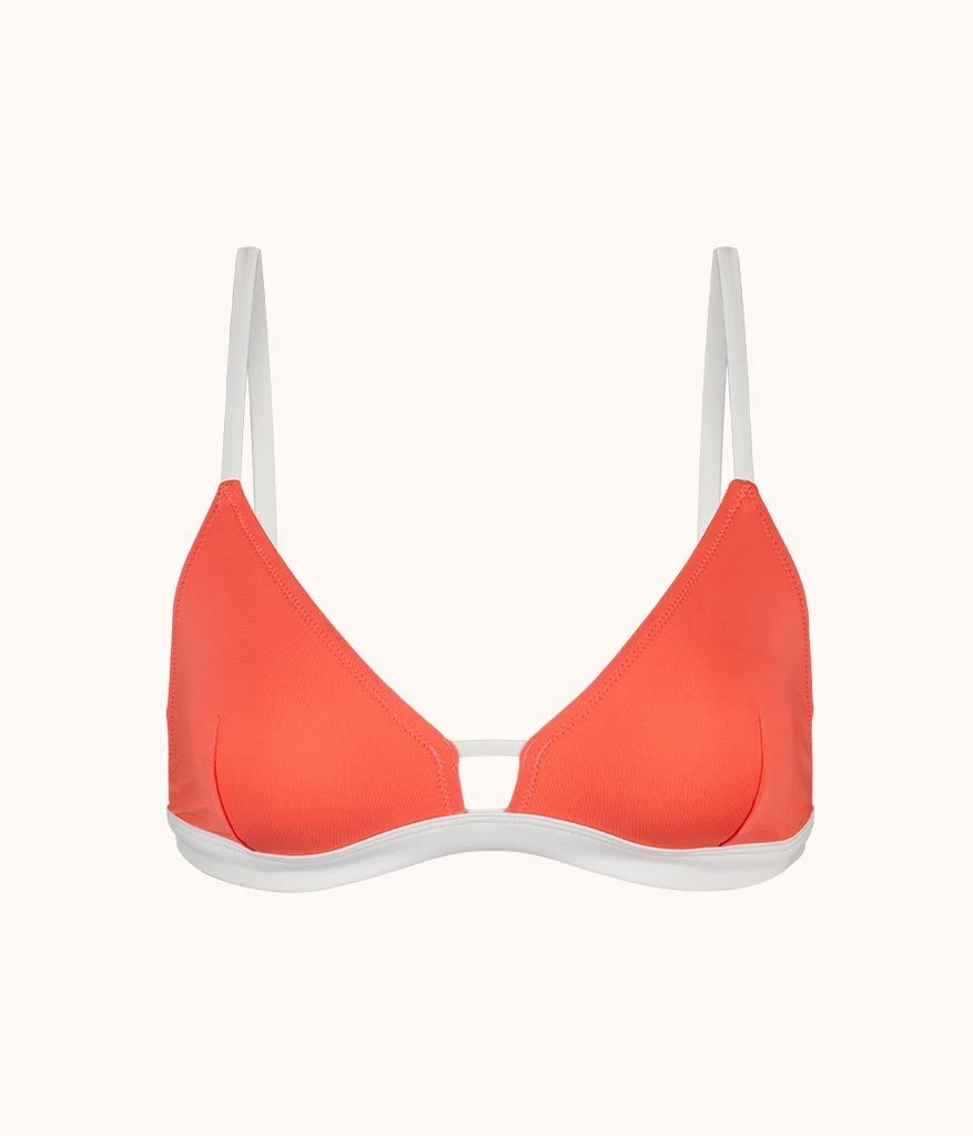 The Swim Bralette: Coral/White 1 The Swim Bralette: Coral/White