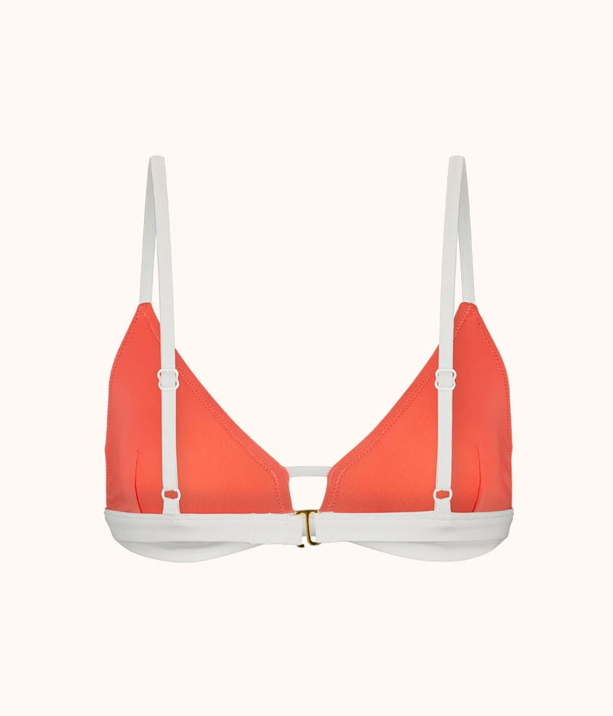 The Swim Bralette: Coral/White 2 The Swim Bralette: Coral/White - Image 2