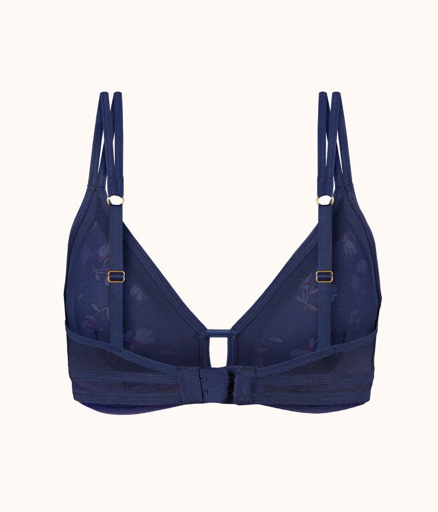 The Mesh Trim Bralette: Navy Daisy 5 The Mesh Trim Bralette: Navy Daisy - Image 5