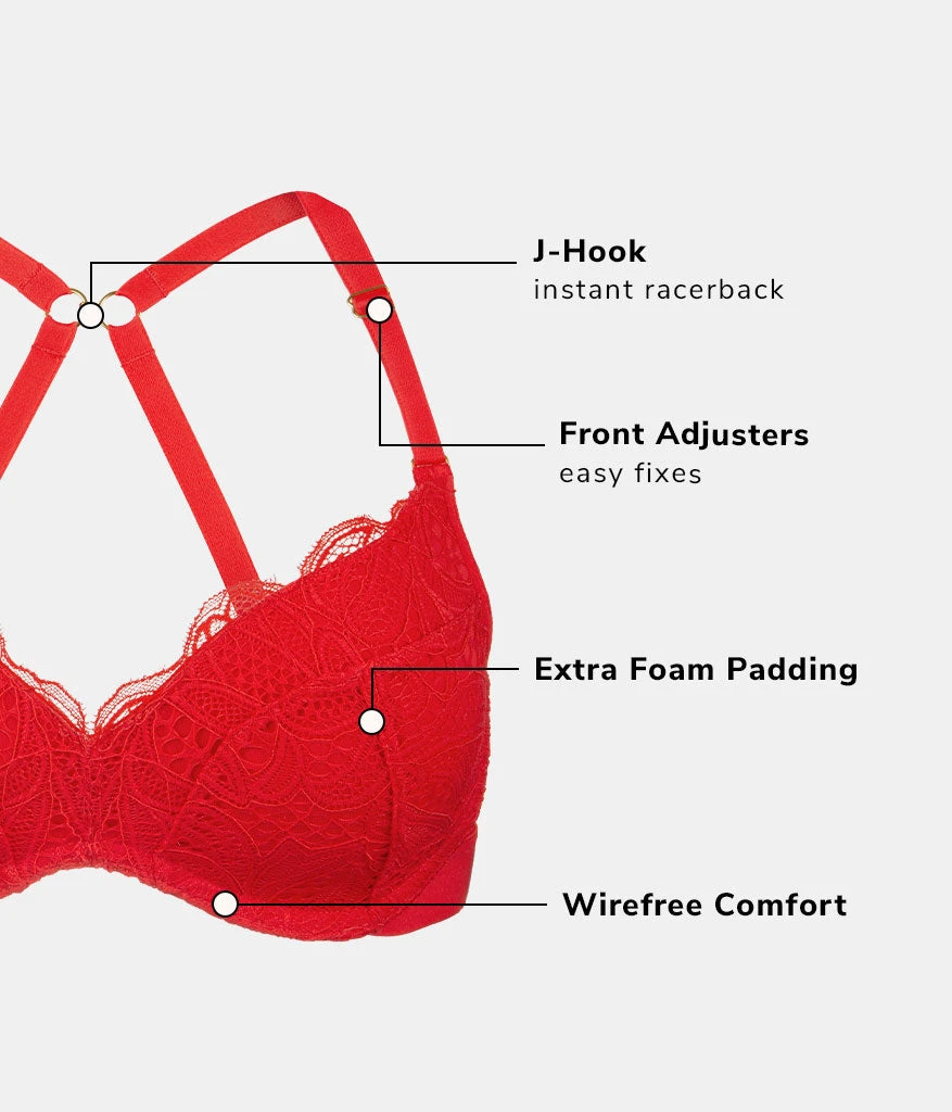 The Lace No-Wire Push-Up: Tomato Red 5 The Lace No-Wire Push-Up: Tomato Red - Image 5
