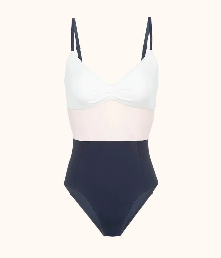 The Swim One Piece: White/Pink/Soft Navy - Image 4